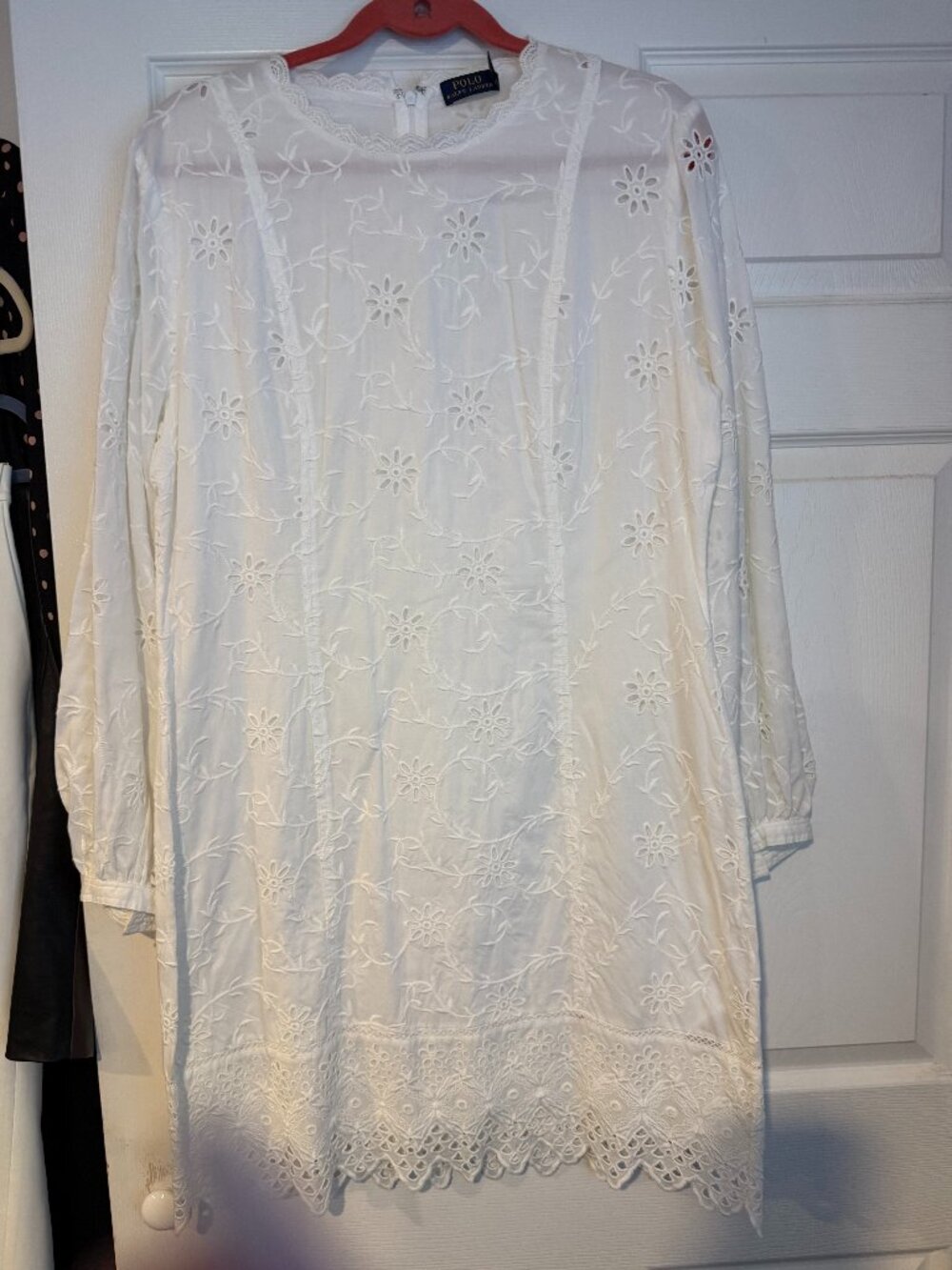 Polo Ralph Lauren White Eyelet Embroidered Shift Dress – Size 14 (Runs small)